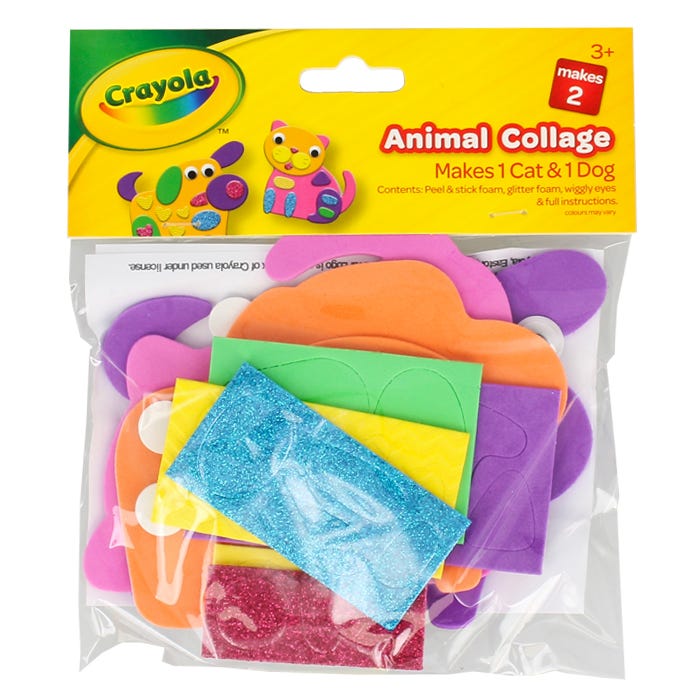 Crayola Animal Collage Makes 1 Cat & 1 Dog RRP 1 CLEARANCE XL 99p